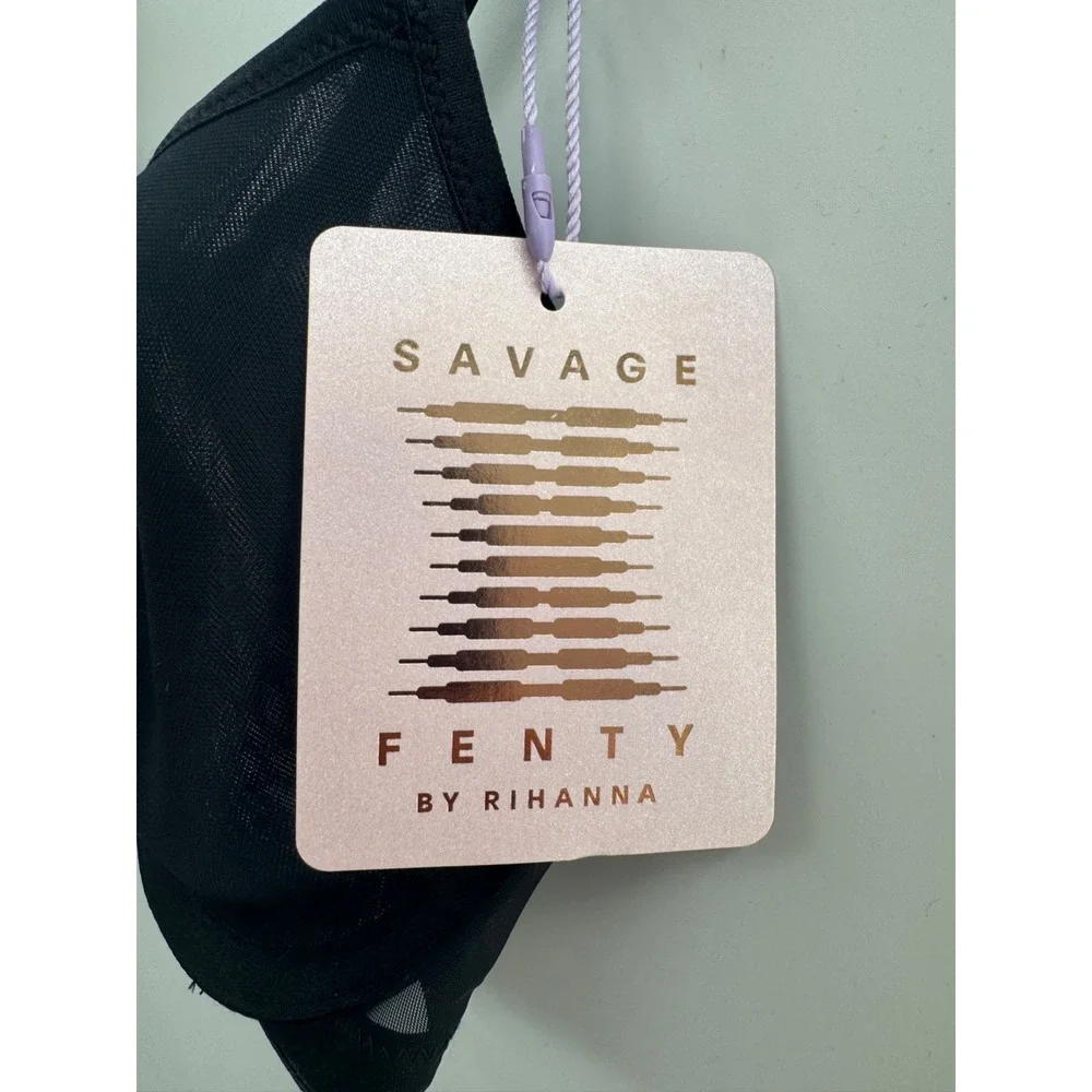 Savage X Fenty by Rihanna Nothin' But Net Plunge Bra Women 34C Black Unlined NWT